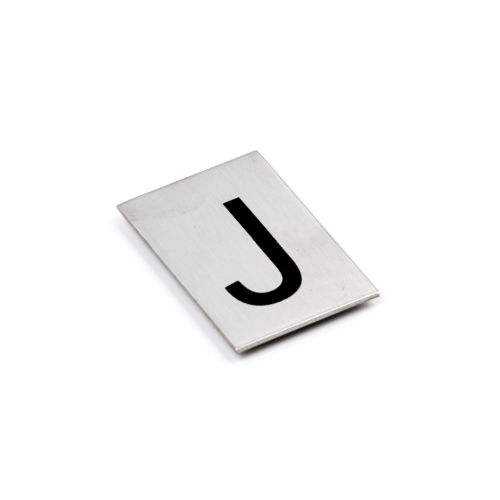 Adhesive Number/Letter Black 50x30 - Brushed Stainless Steel -J