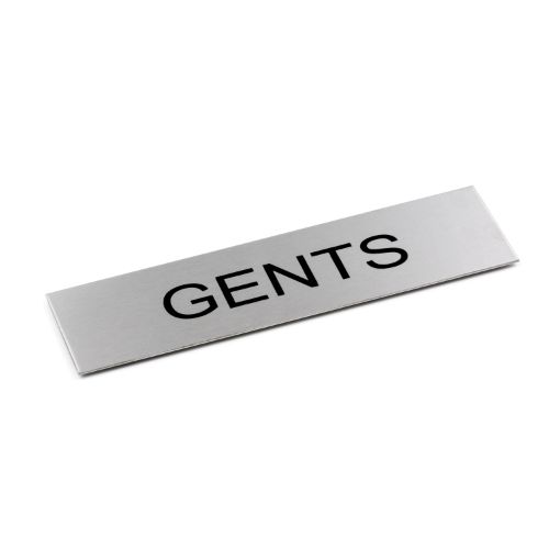 Adhesive "Gents" Black 170 x 50 - Brushed Stainless Steel
