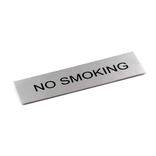 Adhesive "No Smoking" Black 170 x 50 - Brushed Stainless Steel