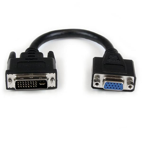 20cm DVI to VGA Adapter, connects DVI-I Male to VGA Female, ideal for PCs and Macs, ensuring high-quality visuals.