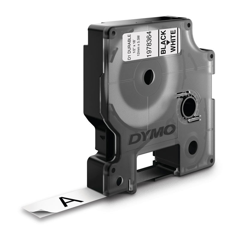 Dymo D1 Blk on Wht 12mm x 5.5m