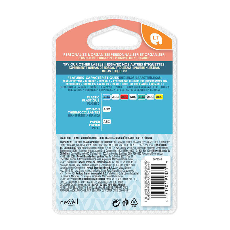 Dymo LT Plastic 12mm x 4m Wht