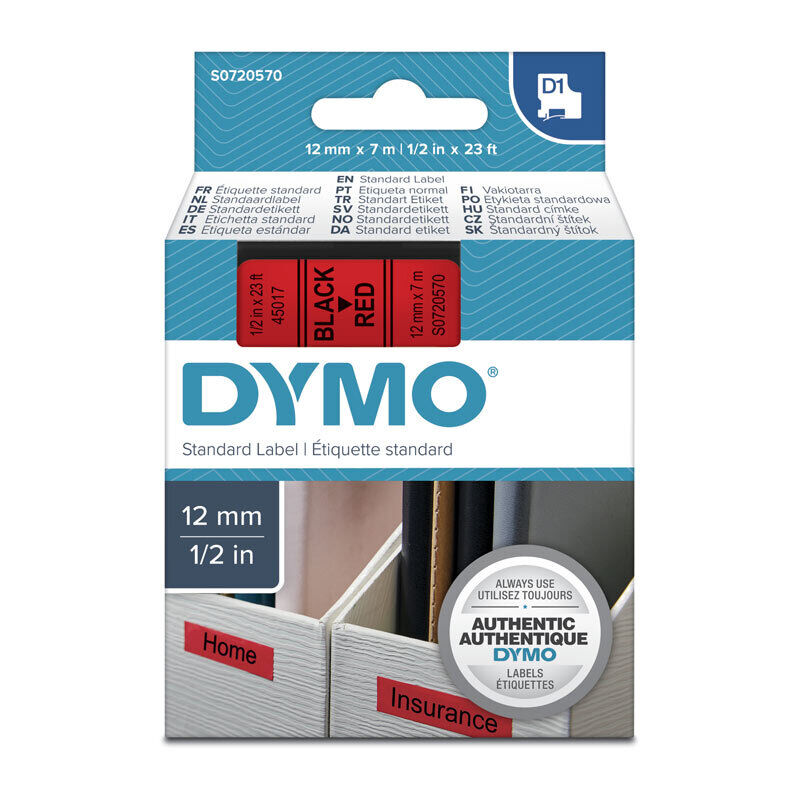 Dymo Blk on Red 12mmx7m Tape