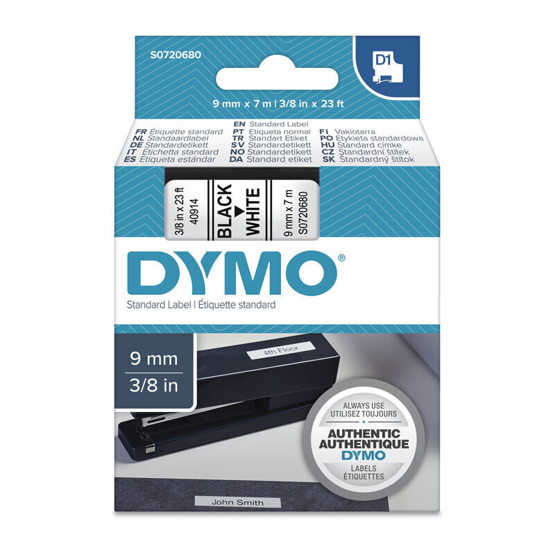 Dymo Blk on Wht 9mm x7m Tape