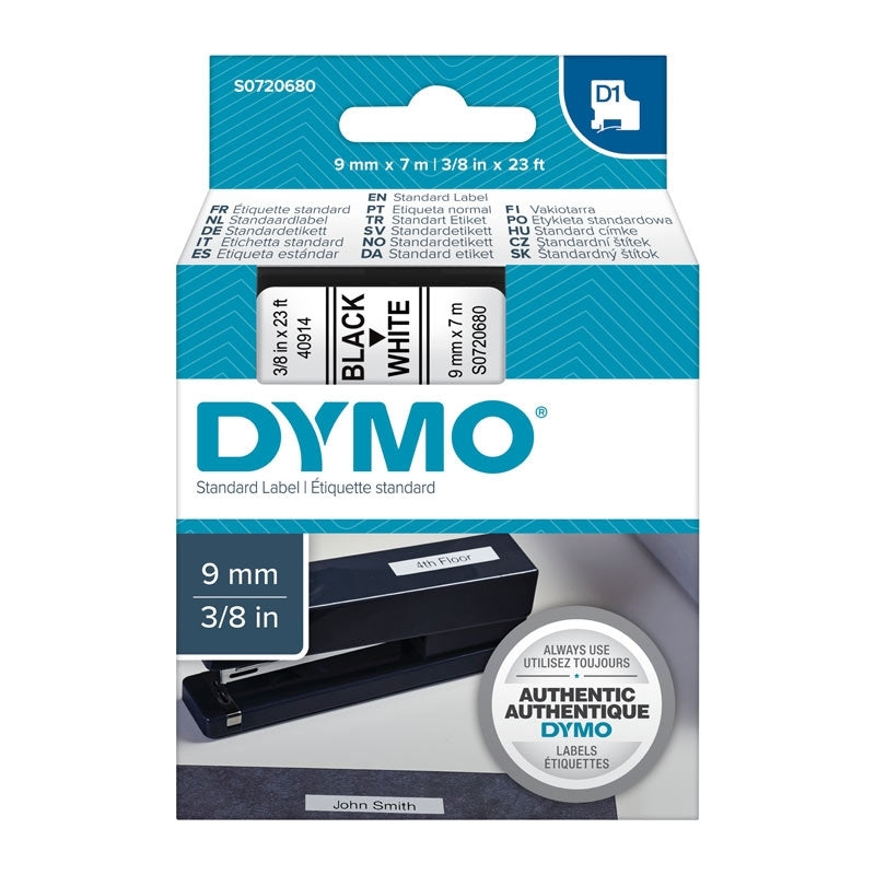 Dymo Blk on Wht 9mm x7m Tape