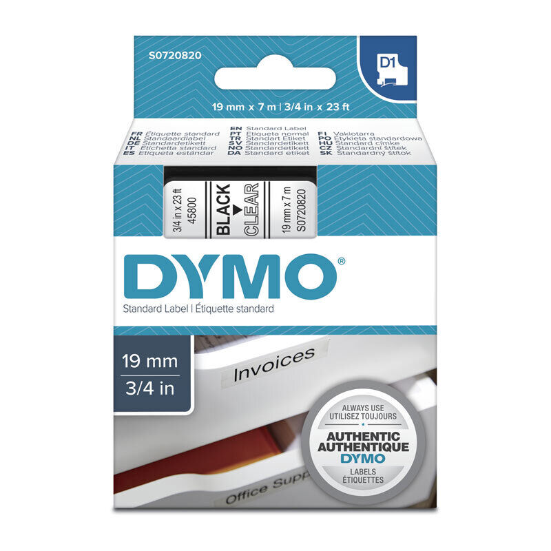 Dymo Blk on Clr 19mmx7m Tape