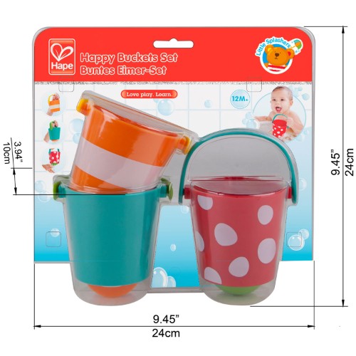 Hape - Happy Buckets Set - Bath Toy