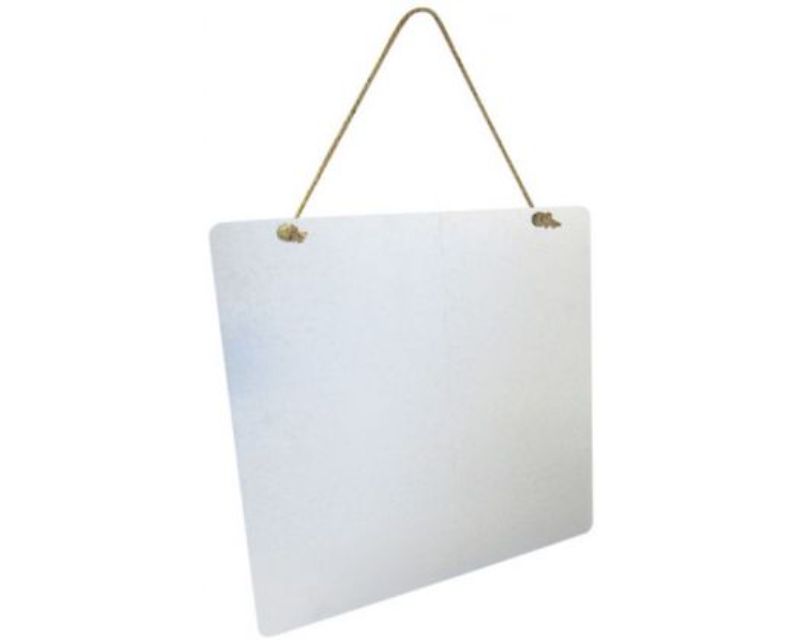 Large metal magnet display hanger on knotted twine, measuring 35x35cm, perfect for showcasing art and photos.