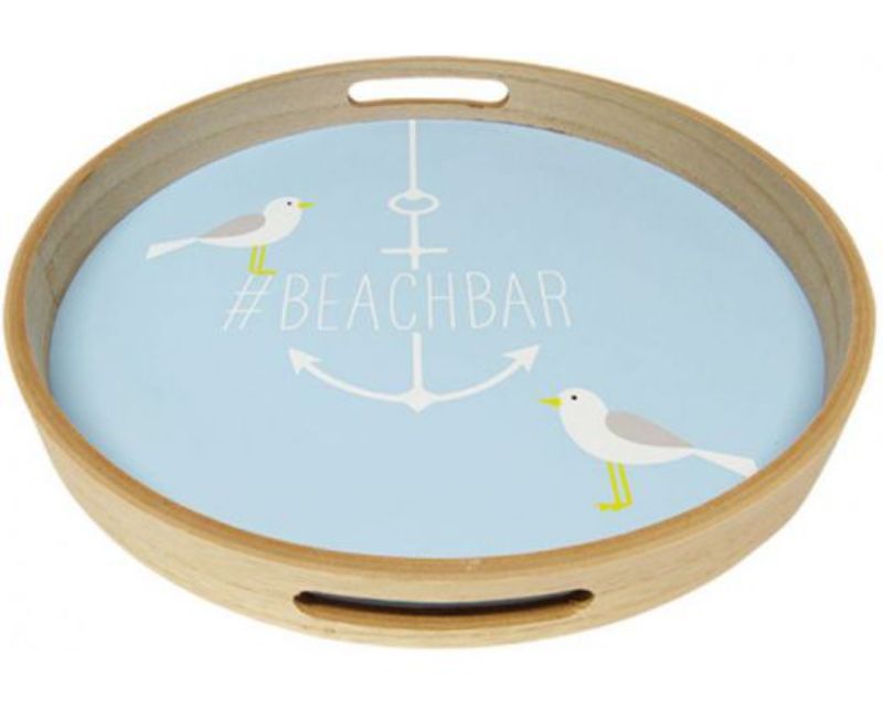 Stylish 35 cm beach-themed tea tray featuring elegant seagull designs, perfect for coastal home decor or gatherings.