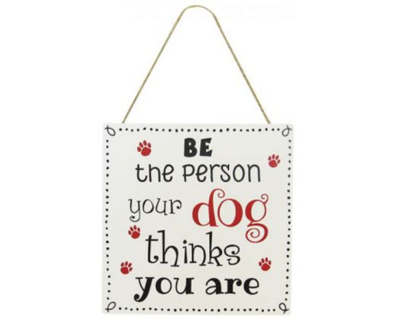 Wooden Pet Hanger Sign featuring 'Dog Hero' theme with twine hanger, perfect for dog lovers' home decor.