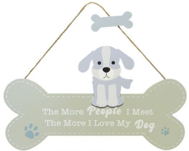 Wooden bone-shaped wall sign saying 'Love My Dog', ideal for dog lovers' home decor, 30 x 18 cm.