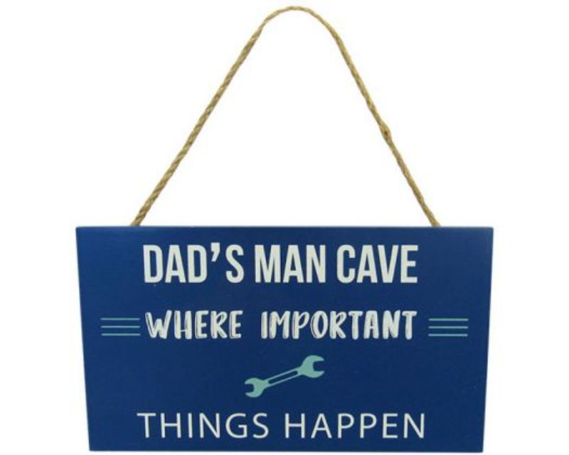 Wooden Man Cave Hanger sign with twine, 21 x 12 cm, perfect for enhancing your personal retreat's decor.