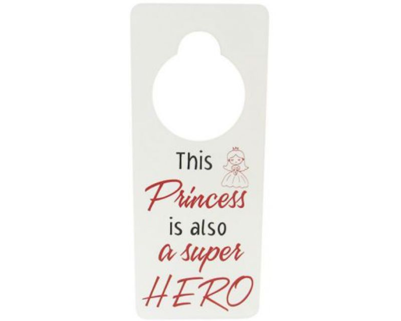Whimsical Princess Hero door sign, 24x10 cm, perfect for decorating a child's room and inspiring imagination.