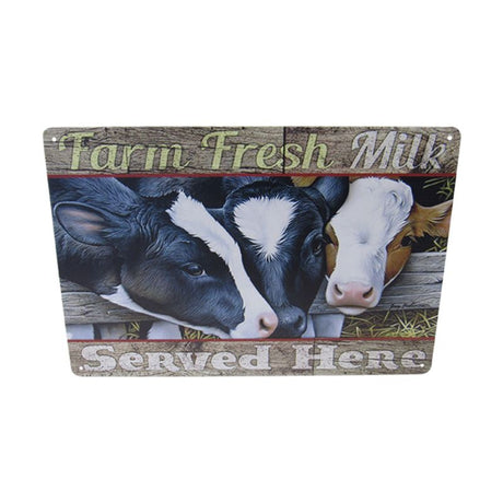 Art Tin - Fresh Milk: 30cm retro metal wall art with vibrant design, perfect for farmhouse decor and unique gift ideas.