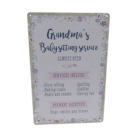 Charming retro Art Tin featuring a loving grandmother as a babysitter, perfect for home decor and nostalgia.