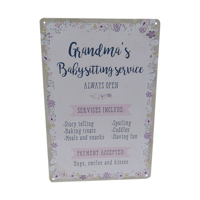 Charming retro Art Tin featuring a loving grandmother as a babysitter, perfect for home decor and nostalgia.