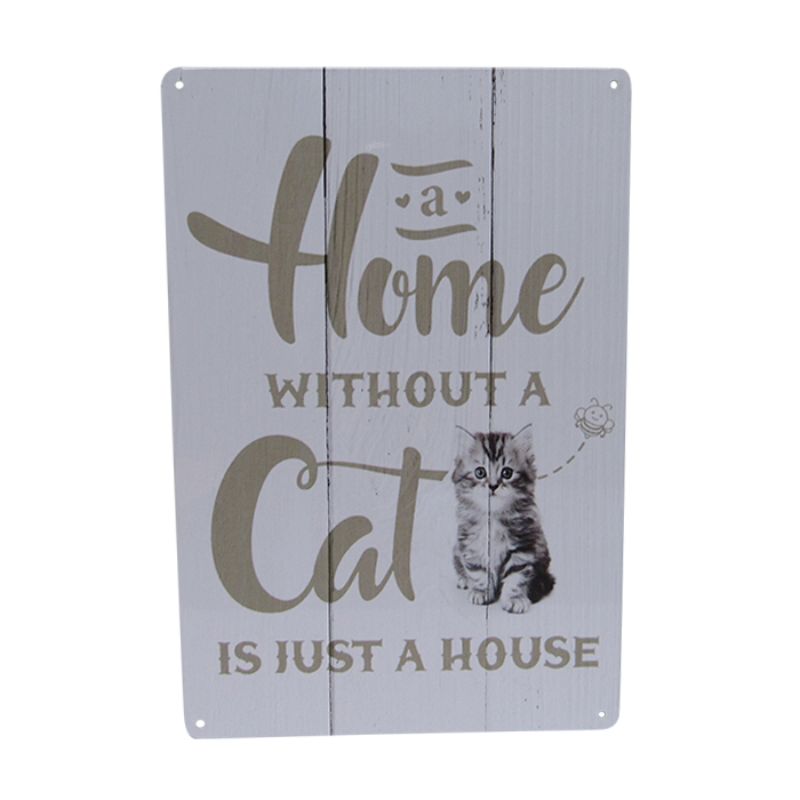 Charming 30cm retro tin sign featuring an adorable cat design, perfect for animal lovers and home decor enthusiasts.