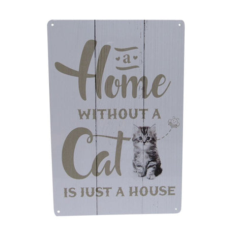 Charming 30cm retro tin sign featuring an adorable cat design, perfect for animal lovers and home decor enthusiasts.
