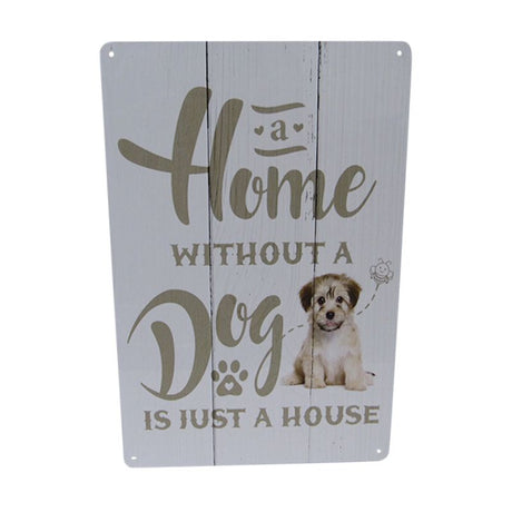 Charming 30cm retro tin sign featuring a dog design, perfect for dog lovers' home decor.
