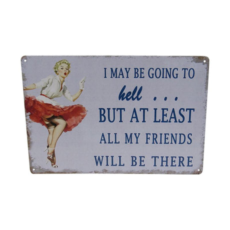 Colorful retro tin art sign featuring quirky design, perfect for home decor at 30cm x 20cm.