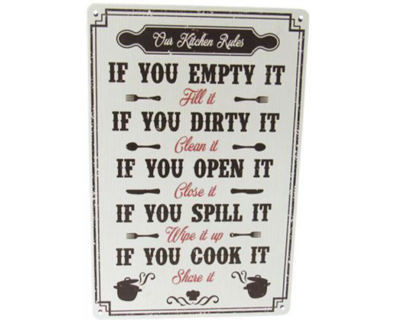 Retro 30cm x 20cm tin art sign featuring quirky designs to enhance your kitchen decor with charm and personality.
