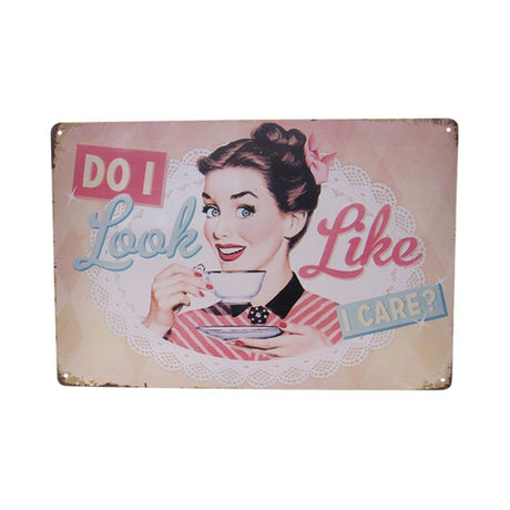 Colorful retro tin art sign measuring 30cm x 20cm, perfect for adding charm to any indoor or outdoor space.