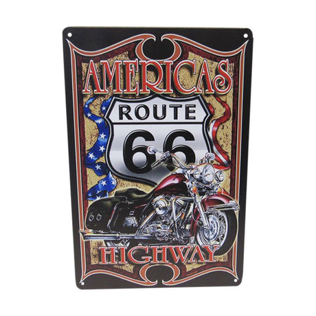 Vintage R66 bike tin art sign, 30cm x 20cm, perfect for enhancing home decor with retro charm.