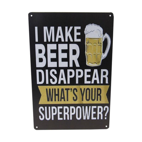 Retro 30cm tin art sign with quirky design, inspiring creativity and positivity for any room decor.