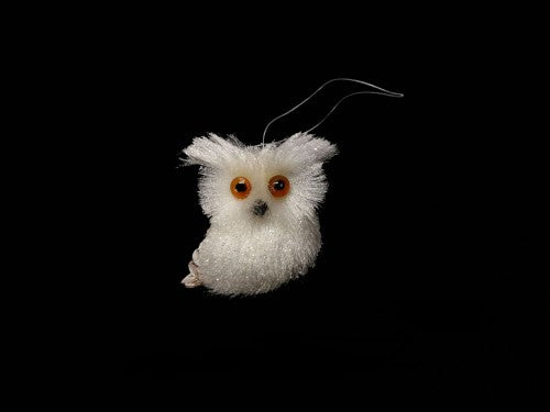 Ornament - Hanging Owl - Sisal (Sparkling White)