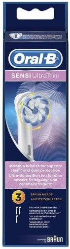 Pack of three ORALB EB60-3 extra sensitive brush heads designed for gentle cleaning of sensitive gums and teeth.