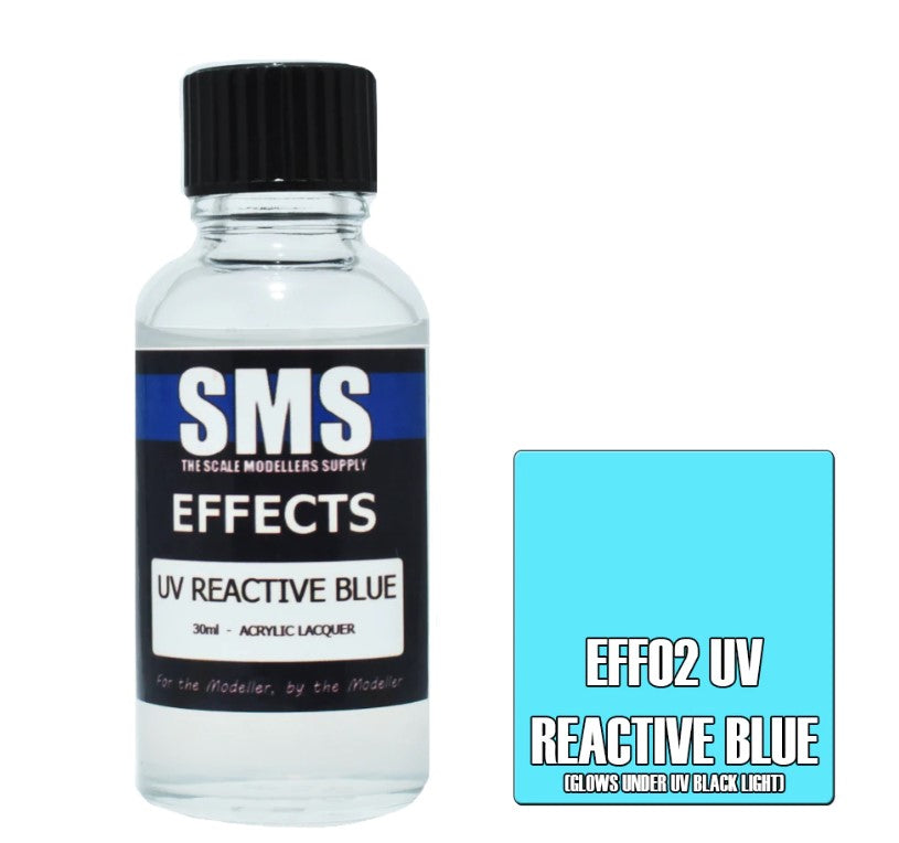 AIRBRUSH PAINT 30ML EFFECTS UV REACTIVE BLUE ACRYLIC LACQUER SCALE