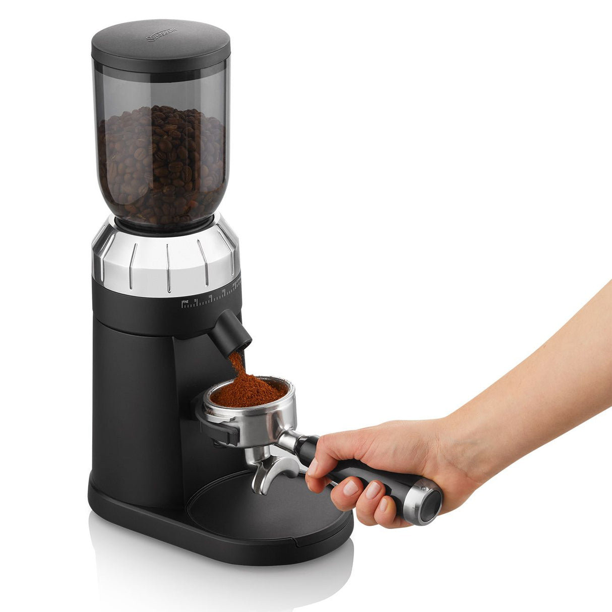 Sunbeam Café Series Conical Burr Coffee Grinder with 24 grind settings and 250g hopper for fresh, café-quality coffee at home.