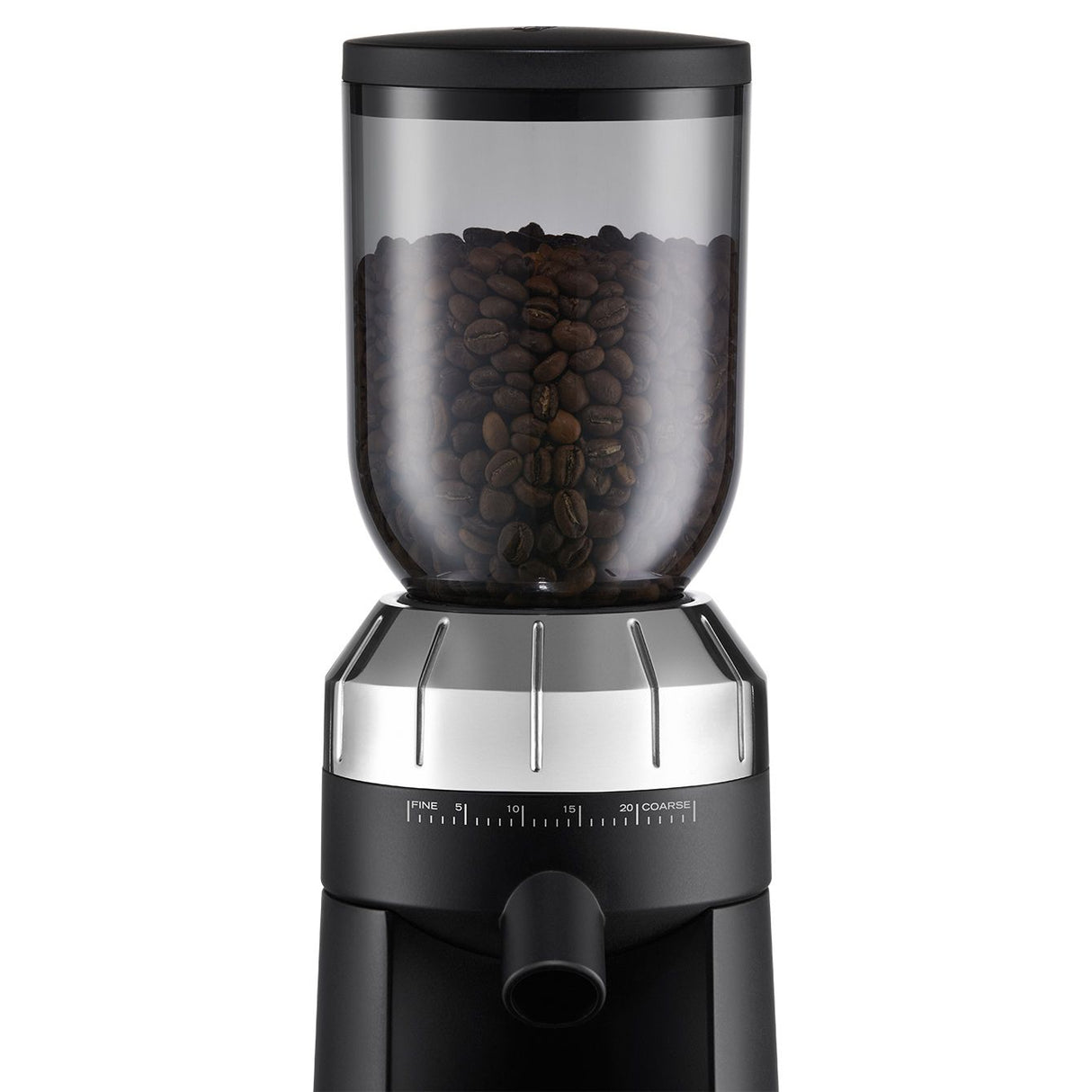 Sunbeam Café Series Conical Burr Coffee Grinder in black, featuring 24 grind settings and a 250g hopper for fresh coffee.