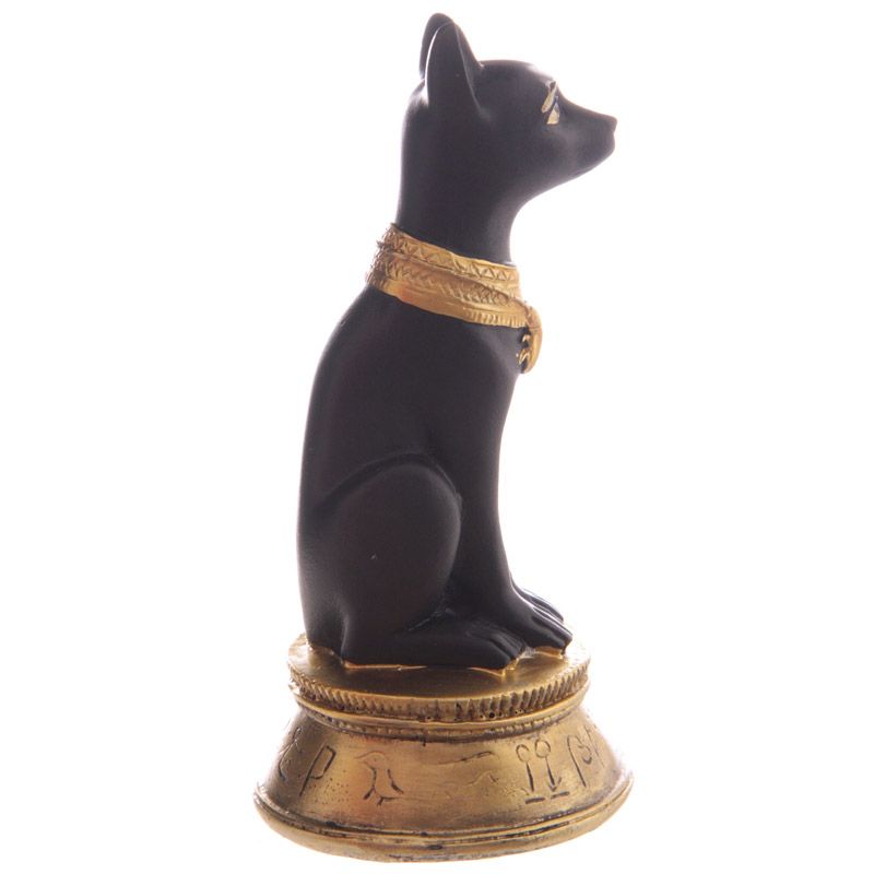 Black & Gold Bastet Wearing Scarab Necklace - Set of 6