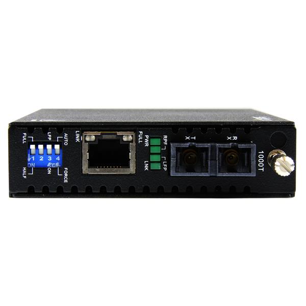 Gigabit Ethernet Media Converter SC 550m for seamless multimode fiber connectivity up to 550m, 1000 Mbps performance.