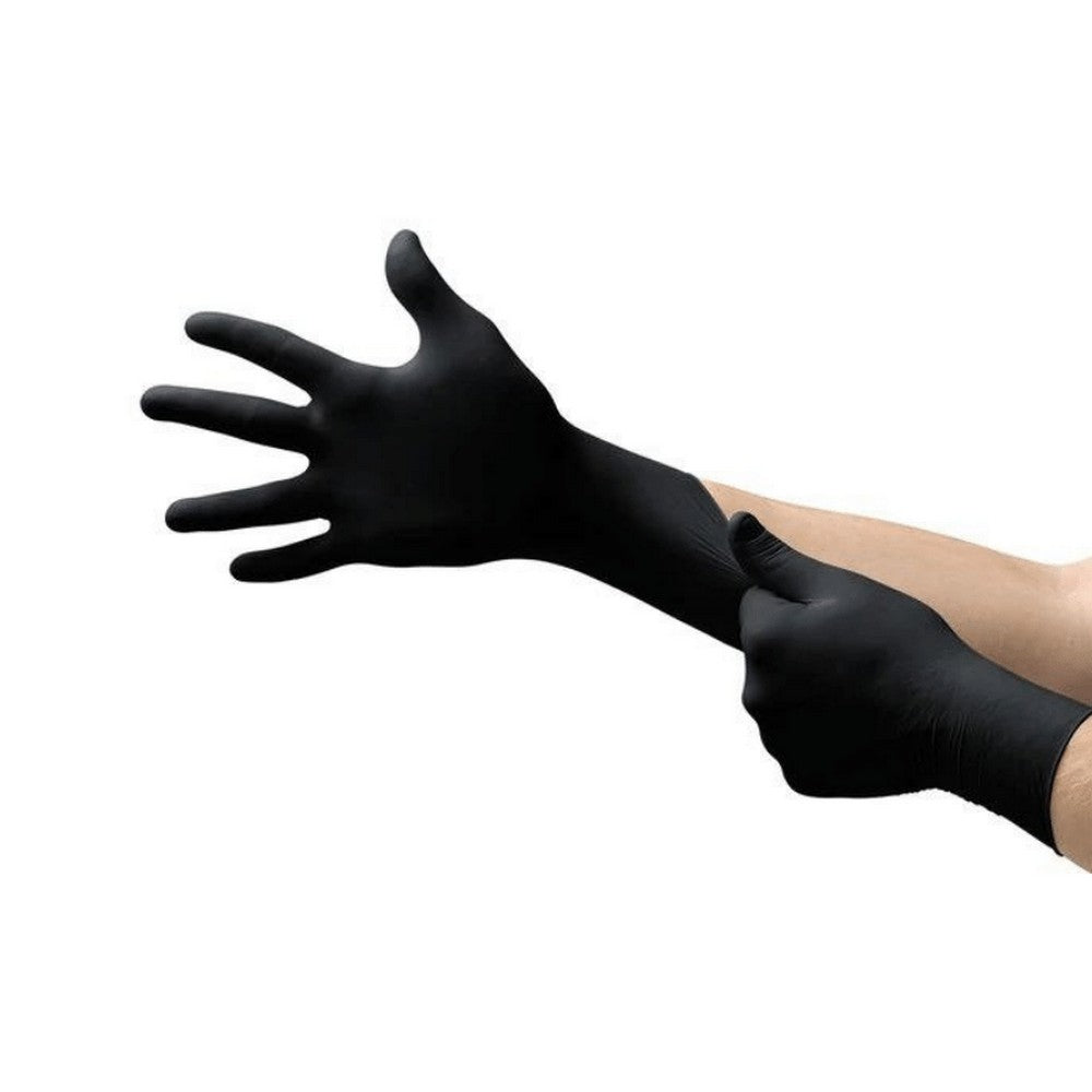 AMADEX NITRILE DISPOSABLE GLOVES BLACK SIZE 2XL 100PCS POWDER FREE PANTHER 100 P