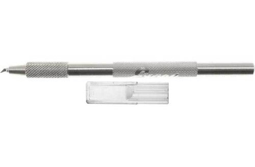 Hobby Tool Swivel Knife with Safety Cap, compact design, 360-degree rotating blade for precision cuts on various materials.
