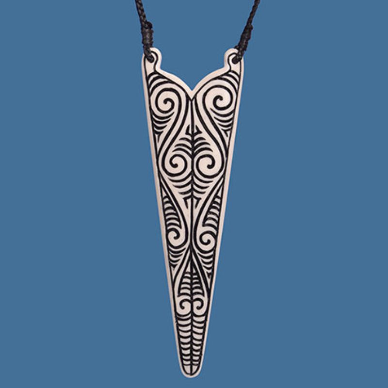 Bone Pendant With TÄ Moko Inspired Pattern