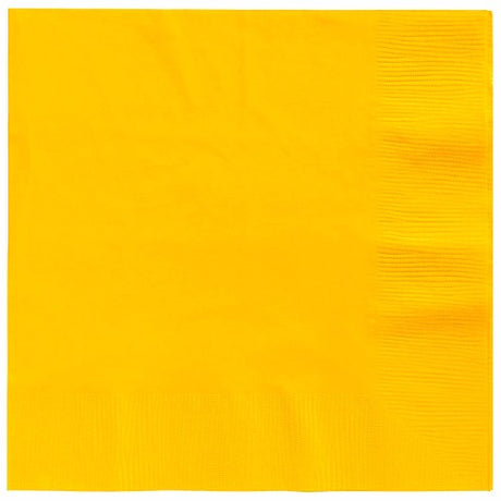 Cheerful yellow 2-ply beverage napkins, 25cm x 25cm, perfect for parties and gatherings, pack of 20.