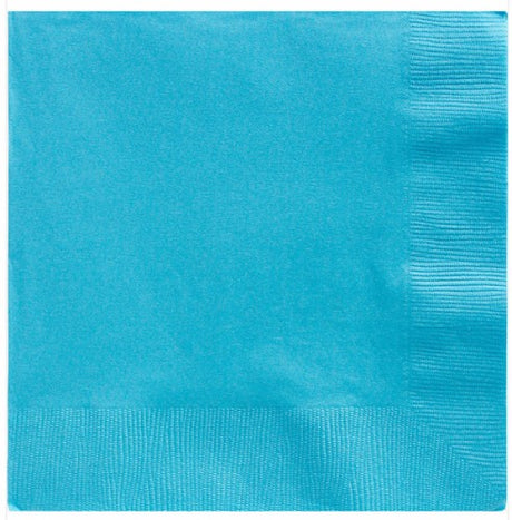 Pack of 20 elegant Caribbean Blue 2-ply luncheon napkins, 33cm x 33cm, perfect for stylish dining and celebrations.