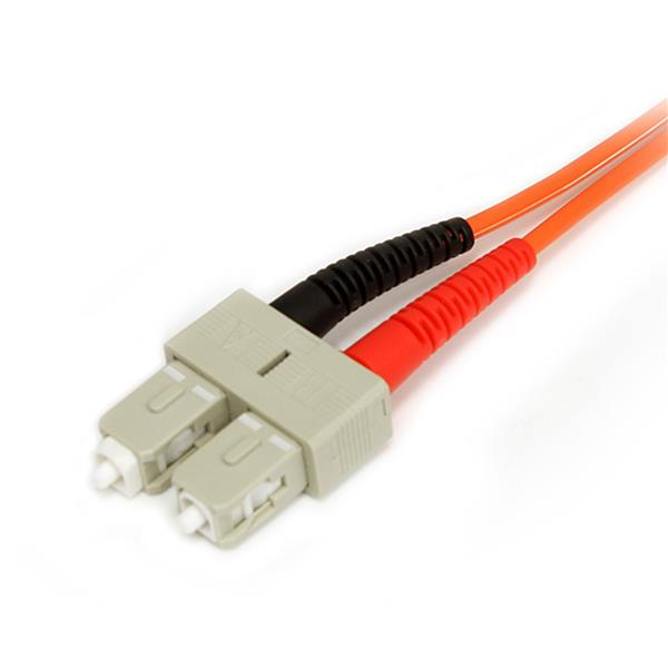 High-speed 2m multimode fiber optic cable with LSZH jacket and LC/SC connectors for reliable data transfer in various settings.