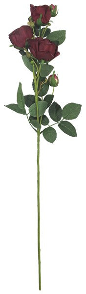 Vivid red 4 head artificial rose branch, 74 cm tall, perfect for home decor and event arrangements.