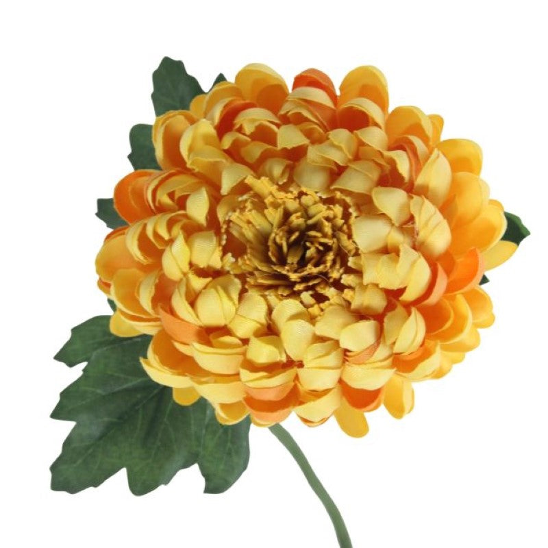 Artificial Flowers - Single Stem Chrysanthemum in Orange 57cmH