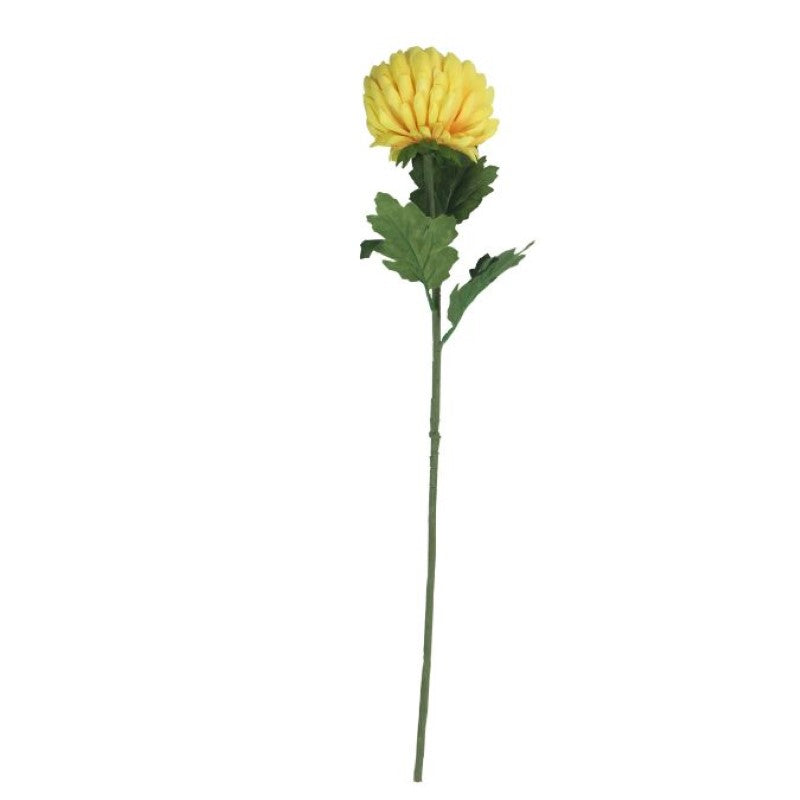 Vibrant yellow artificial chrysanthemum stem, 57cm tall, perfect for enhancing decor with a touch of elegance and color.