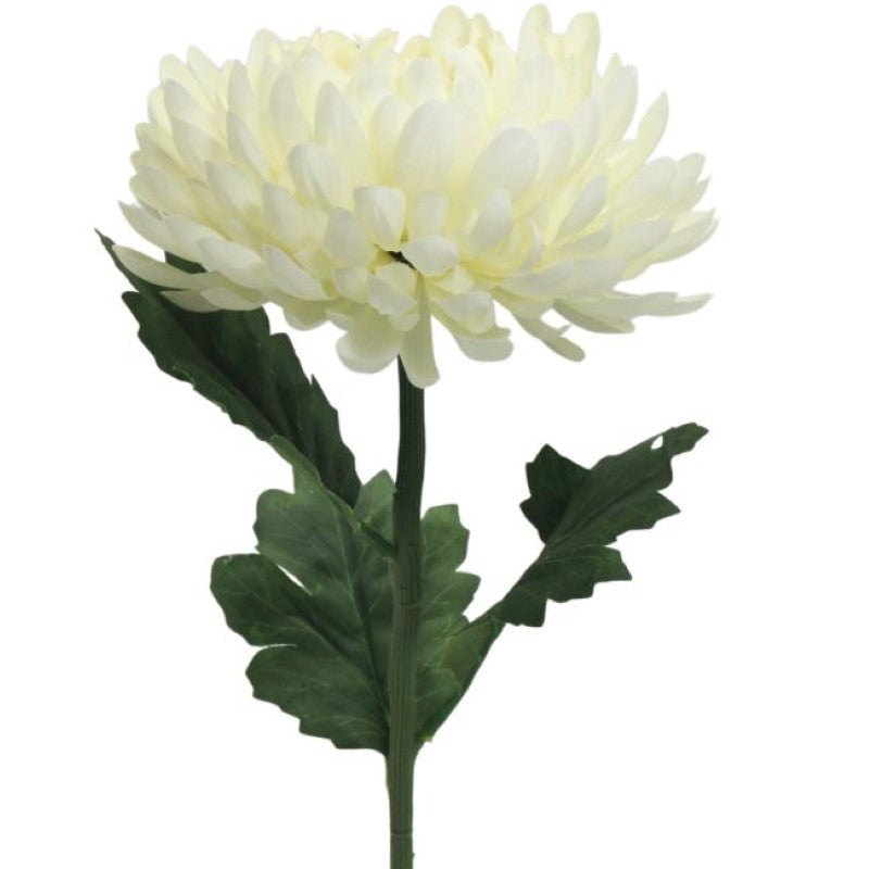 Artificial Flowers - Single Stem Chrysanthemum in Cream 56cmH