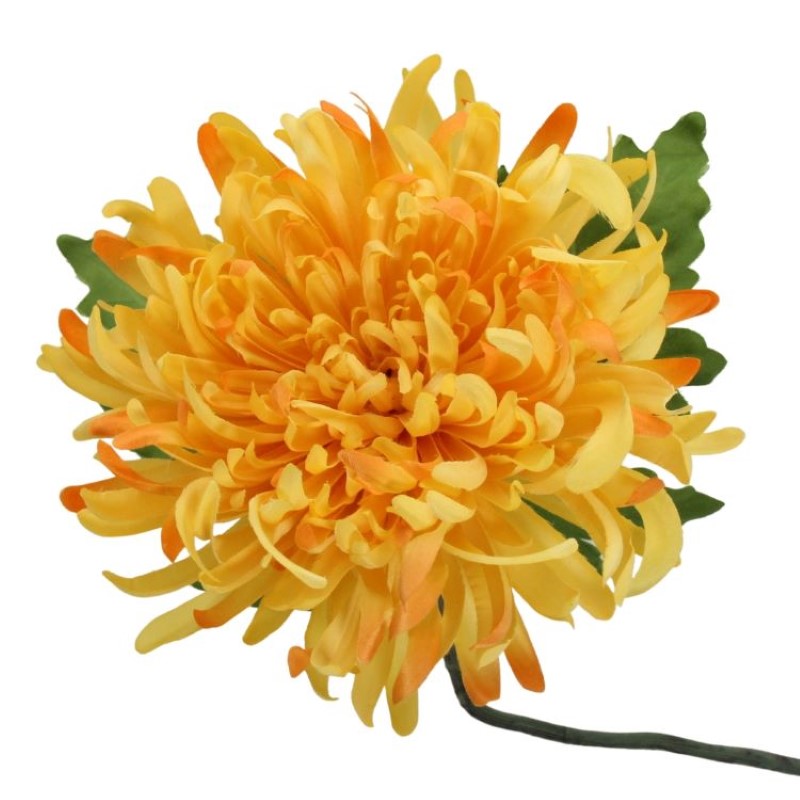 Artificial Flowers - Single Stem Chrysanthemum in Orange 73cmH