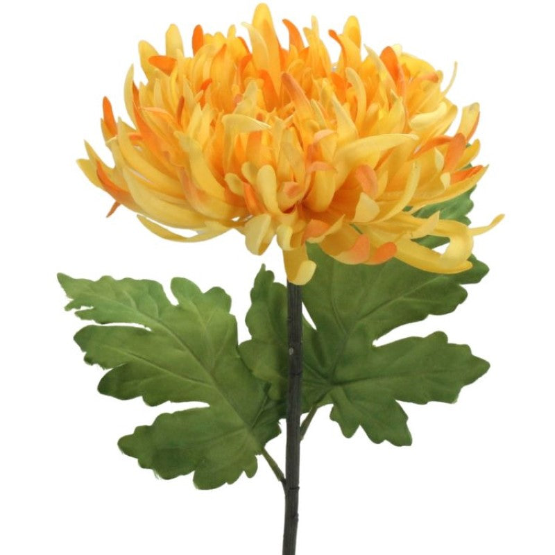 Artificial Flowers - Single Stem Chrysanthemum in Orange 73cmH