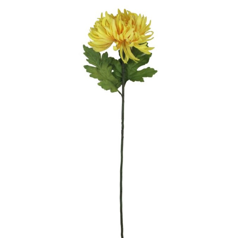Artificial Flowers - Single Stem Chrysanthemum in Yellow 73cmH