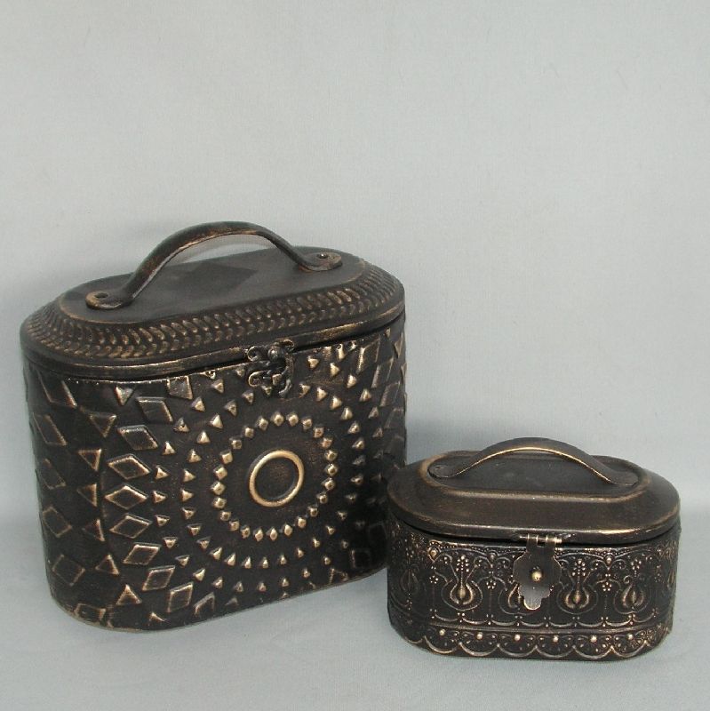 Metal Boxes - Domed Black (Set of 2)