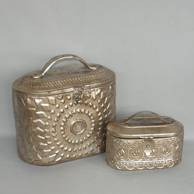 Metal Boxes - Domed Silver (Set of 2)